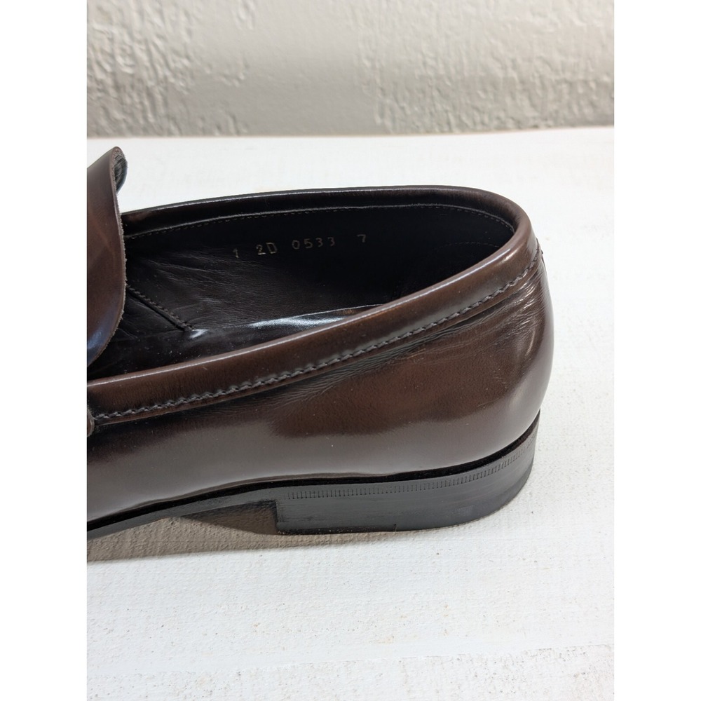 Prada Men's Dress Shoes Square Toe Penny Loafer Brown Leather Sz 7 - Picture 8 of 15